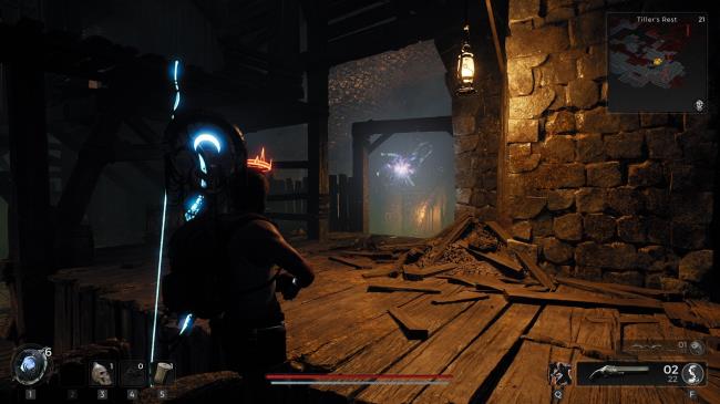 Player looking at the glowing wisp of light Remnant 2