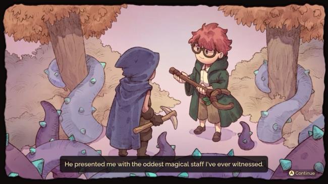 alaric giving the farmer their magic staff fae farm magic guide